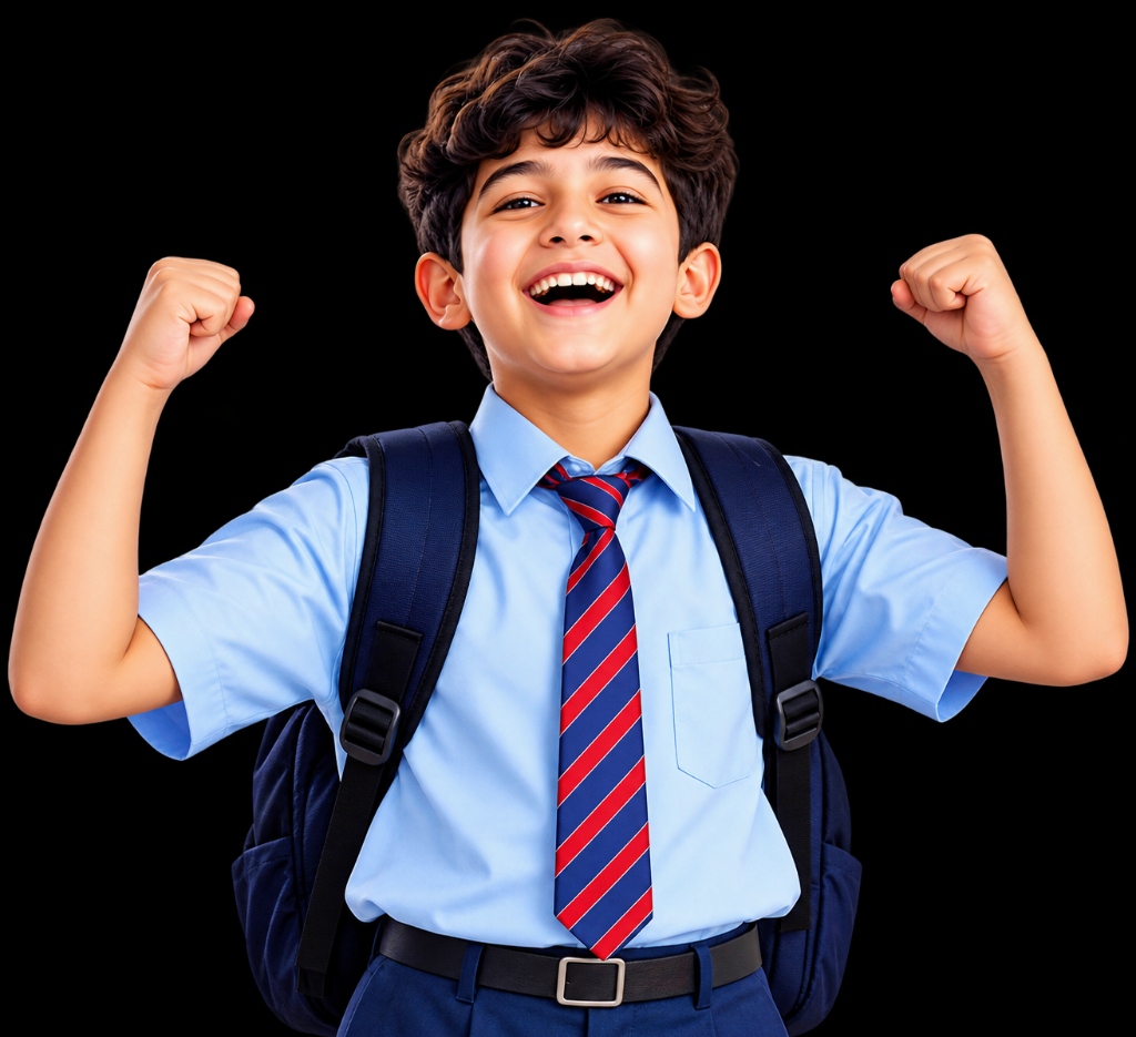 Confident and smiling school student